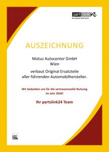 partslink24 Urkunde MOTUS Autocenter